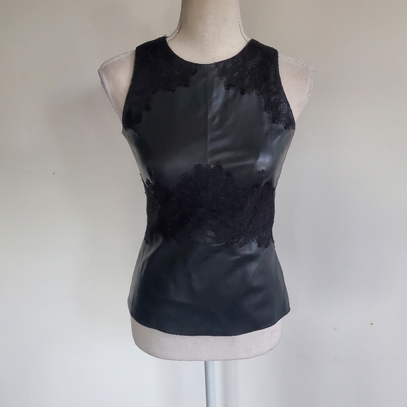 Bailey 44 "Kelly" Vegan Leather & Lace Top - Picture 2 of 8
